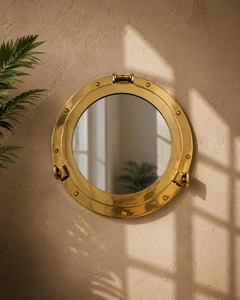 Best Quality Brass <b>Porthole</b> Round Wall Hanging <b>Mirror</b> Coastal Decor with Metal Frame Available In Bulk Quantity - Product Image 1