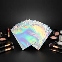 Sacs refermables holographiques transparents sur une face, imprimés sur mesure, thermoscellables, anti-odeur, pour emballage cosmétique, vente en gros