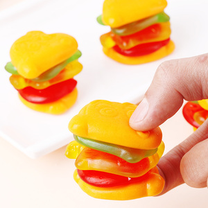 Gomitas de gelatina halal personalizadas al por mayor con forma de hamburguesa grande, <span class=keywords><strong>dulces</strong></span> surtidos de frutas con sabor agridulce - Product Image 4