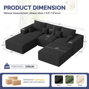 Sofá Cama Modular Moderno en Forma de L, Combinación Libre, Sin Ensamblaje, Almohadas Extraíbles, Ergonómico, Plegable, para Sala de Estar - Product Image 6