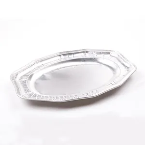 Guangdong Hersteller Lebensmittel Verwendung 1000ml Oval Folie Truthahn Tablett Fisch platte Einweg Aluminium folie Catering Platte Abdeckung