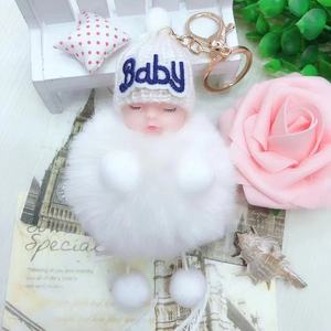 En gros, poupée endormie en fausse fourrure de lapin, porte-clés de voiture en peluche pour bébé, pendentif de sac, accessoires, cadeau - Product Image 3