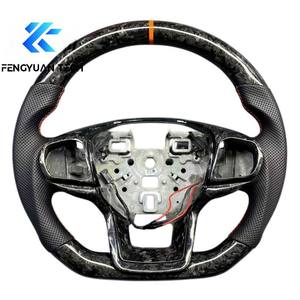Volante de Fibra de Carbono Forjado en Caliente con Parte Superior Plana y Luces LED para Ford Explorer Mustang GT XLT <span class=keywords><strong>ST</strong></span> S650 S197 2021 <span class=keywords><strong>2022</strong></span> 2024 2025 2026 - Product Image 1