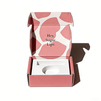Boîte en carton ondulé personnalisée, dégradé rose, imprimé vache, emballage cosmétique, boîte d'expédition pour produits de maquillage et de soin des lèvres