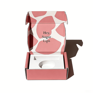 Boîte en carton ondulé personnalisée, dégradé rose, imprimé vache, emballage cosmétique, boîte d'expédition pour produits de maquillage et de soin des lèvres - Product Image 3