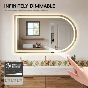 <span class=keywords><strong>Espejo</strong></span> LED de Forma Irregular, <span class=keywords><strong>Espejo</strong></span> de Baño Inteligente Semicircular, Retroiluminado, Antivaho, Regulable, Venta Directa de Fábrica - Product Image 2