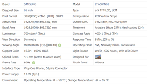 Tấm Treo Tường Video LCD Samsung 65 Inch 4K 4.1Mm 700nit LTI650FN01 Tường Video Màn Hình Lcd Siêu Hẹp Độ Sáng Cao - Product Image 4