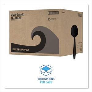 Cucharas Desechables de Polipropileno Resistentes, Color Negro, para Fiestas, 1000 Unidades por Caja - Product Image 1