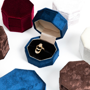Zebo Luxurious Octagonal Velvet Jewelry Box Set with Custom Logo Customizable Color <b>Ring</b> Pendant Packaging for Jewelry Brands - Product Image 5