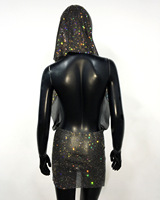Robe Mini Scintillante de Soirée Élégante et Sexy pour Femme, Modèle Été 2026, Dos Nu, Ornée de Cristaux et de Paillettes, avec Capuche