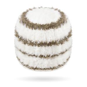 Winter Warm Thickened Fur Striped Knitted Hat For Women Cold Proof Beanie White With Black Ring Light Beige With Brown Ring - Product Image 4