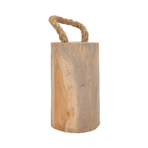 Butée de porte cylindrique en bois de teck avec poignée en corde pour la décoration intérieure, étagère, table basse, salon - Product Image 2