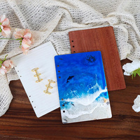 Carnet à spirale avec couverture en résine Océan, Journal en résine 3D Scène de Plage, Carnet artisanal style côtier pour notes et cadeaux