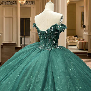 Vestido <span class=keywords><strong>de</strong></span> Gala Moderno para Adultos con Encaje, Vestido <span class=keywords><strong>de</strong></span> Fiesta Colorido para Ceremonia o Examen Artístico, <span class=keywords><strong>Vestidos</strong></span> <span class=keywords><strong>de</strong></span> 15 Años, Verde - Product Image 3