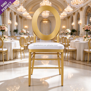 Chaises empilables en acier inoxydable doré, meubles de luxe pour hôtels, événements, banquets et conférences, vente en gros - Product Image 1