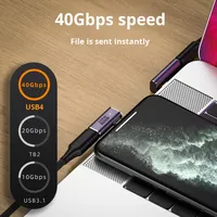 Adaptateur USB 4.0 Type-C Mâle vers Femelle JILIAN en Gros, 240W, pour Ordinateur Portable, Câble en L Courbé, Charge Super Rapide PD3.1, en Alliage d'Aluminium