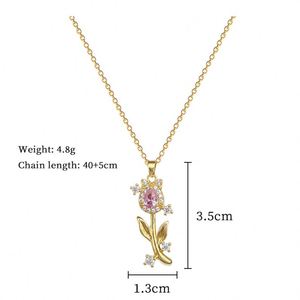 Collar de Acero Inoxidable Chapado en Oro de 18k con Zirconia, Collar con Colgante de Flor de Tulipán para Mujer - Product Image 5