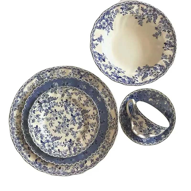 Blue and White Ceramic Tableware for Dinner plate for Decoration Room Hotel Wedding Party or Birthday