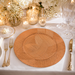 Assiettes de Présentation en Plastique Réutilisables de Luxe, Écologiques et Durables en PP, Motif Tressé Rétro 13 pouces, Personnalisables pour Mariages et Fêtes (Vente en Gros) - Product Image 3