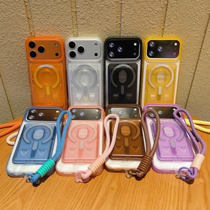 เคสโทรศัพท์แบบใสพร้อมสายคล้องมือ ดีไซน์ 3 in 1 ช่องใส่บัตร ช่องใส่ของ และกระเป๋าแม่เหล็ก สำหรับ iPhone 11 12 13 14 15 16 17 pro - Product Image 5