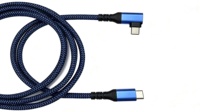 Cable USB-C a C de 90 Grados, Carcasa de Aleación de Aluminio Azul Antiarañazos, Cable Trenzado de Nailon Resistente, Carga Rápida PD de 100W, USB 3.1 para Computadora