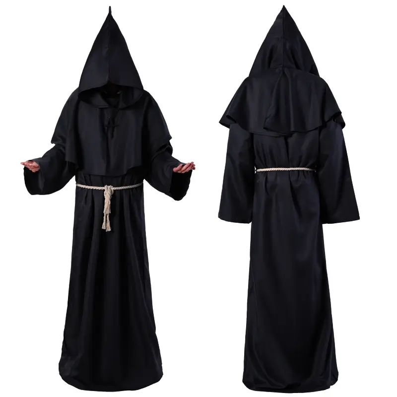 Most Popular Priest Outfits Cloak Hood Monk Priest Robe Wizard Medieval Costume