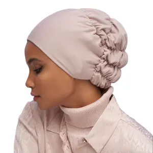 wholesale elastic band under scarf inner hijab ninja with satin lining tie back elastic band for Muslim women headband