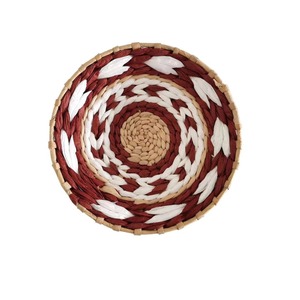 Panier mural rond en bambou tressé Art Déco, thème plantes/fleurs colorées, ensemble de décoration <span class=keywords><strong>murale</strong></span> - Product Image 5