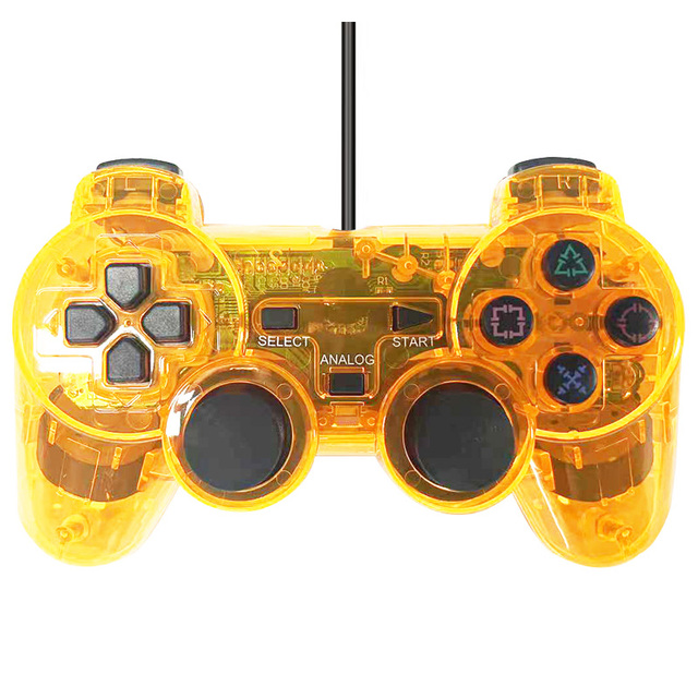 Hot Sale PS2 Transparent Wired Gaming Joystick with Vibration Cheap Price Game Controller