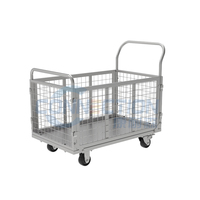 Chariot à plateforme manuel industriel pliable en acier à quatre roues, personnalisé OEM, de haute qualité, pour le transport et le stockage