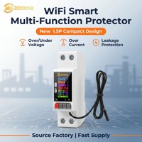 Protector Inteligente de Sobretensión y Baja Tensión con WiFi Tuya para Riel DIN de 63A, con Monitoreo de Fuga de Corriente y Temperatura