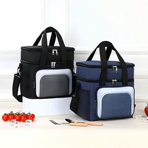 Nouveau sac à lunch double couche 2026, sac isotherme en tissu Oxford avec feuille d'aluminium épaissie pour bento - Product Image 3