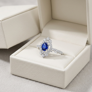 Nouvelle collection de bijoux en or blanc massif 18 carats, saphirs bleus et diamants naturels véritables, pour exportation en gros. - Product Image 6