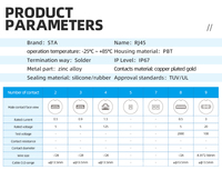 Port réseau RJ45 IP67/IP68, prise mâle industrielle étanche pour montage sur panneau circulaire, câble d'extension CAT6 Cat5e, adaptateur 5A