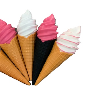 Modèle de cornet de gaufre artificiel de 22 cm (8,6 po) couleur chocolat et vanille, pour la présentation en chariot alimentaire, la publicité et le jeu - Product Image 1