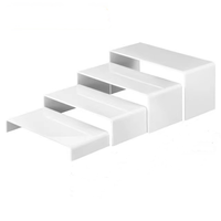 Ensemble de 4 supports à dessert en acrylique durables et écologiques, plateau à pâtisserie blanc, plateau à gâteau, plateau pour banquet, plateau pour pause thé, plateau de service pour buffet froid