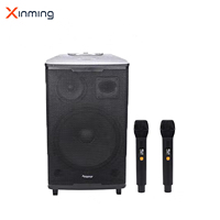 PL-4415B 250W USB Enceinte audio en bois avec subwoofer, dernière enceinte trolley de karaoké d'extérieur avec télécommande pour scène, ordinateur et fêtes