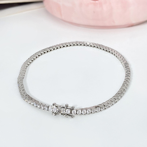 Hand Crafted 2mm Round CZ Tennis <b>Bracelet</b> Gold Plated Dainty Stackable Daily Wear <b>Bracelet</b> Bulk Jewelry - Product Image 4