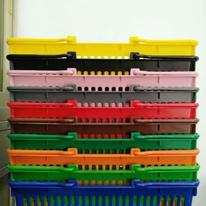 Розовая пластиковая корзина с двойной ручкой для супермаркета - Product Image 6