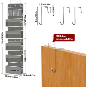 Organizador de revistas plegable de PVC impermeable con 3 bolsillos para colgar sobre la puerta, bolsa colgante para armario de pared para organizar. - Product Image 3