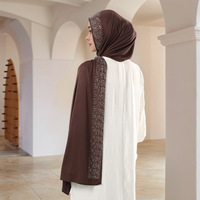 Voile long orné de diamants pour femmes musulmanes arabes, accessoire de coiffure élégant et raffiné pour envelopper la tête ou les épaules