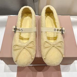 Elegantes Zapatos Planos MIU con Lazo para Mujer, Zapatos Casuales de Diseñador de Lujo, Zapatos de Invierno con Suela Suave y Ligera para Caminar - Product Image 2