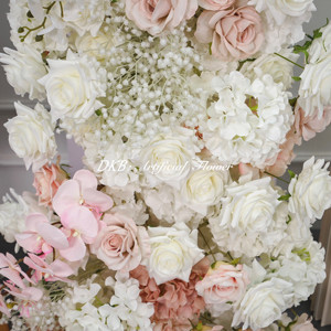 ดอกไม้ผ้าไหมที่กำหนดเองที่มีคุณภาพสูงตกแต่งพื้นหลังงานแต่งงานดอกกุหลาบสีขาวและสีชมพูพื้นหลังสำหรับพิธีตกแต่ง - Product Image 3