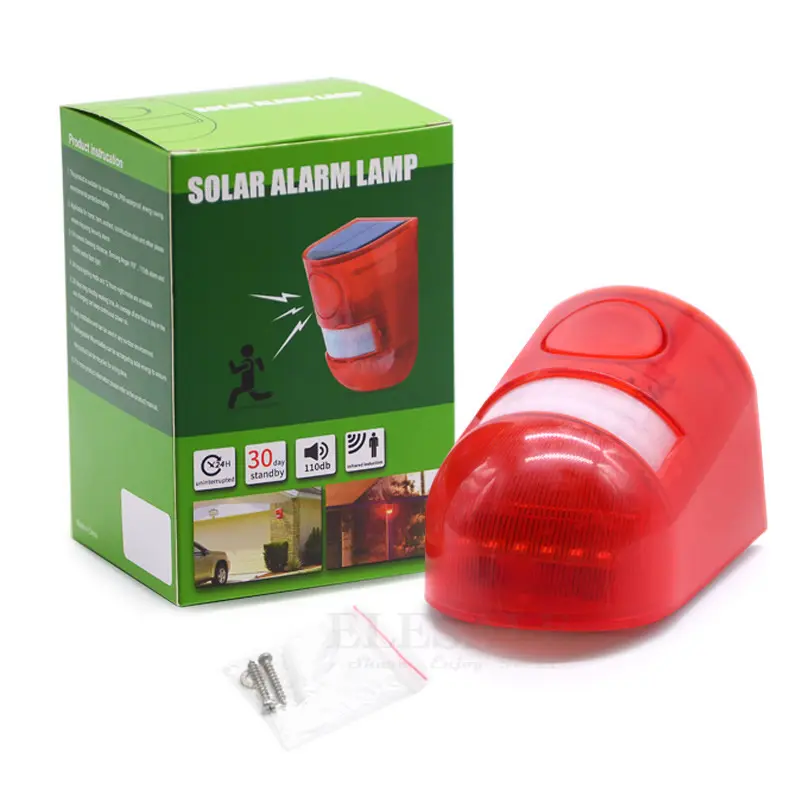 Solar Infrared Motion Sensor Alarm With 110db Siren Strobe Light For Home Garden Carage Shed Car van Security Alarm System