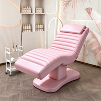 Table de soin électrique ergonomique incurvée en cuir PU à 3 moteurs réglables pour extensions de cils, salon de beauté, spa, massage, esthétique
