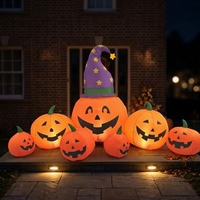 Ensemble Gonflable Citrouille d'Halloween avec Chapeau de Sorcier pour Décoration Extérieure Jardin Pelouse Fête Festival Modèle Décoratif