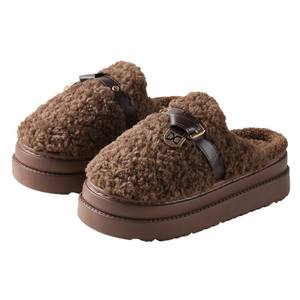 Calzado de Invierno para Mujer, Tejido Elástico, Suela de Goma Gruesa, Forro de PVC Súper Suave Antideslizante, Cálido y Peludo - Product Image 1