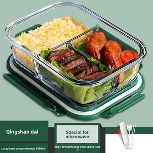 Glass <b>Lunch</b> <b>Box</b> Microwave Safe Airtight Keep Warm Food Container Compartment Bento <b>Box</b> with Lid for Office Workers Students - Product Image 2