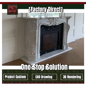 GOLDKING - Revestimiento de Mármol <span class=keywords><strong>Blanco</strong></span> Carrara, Losas Cortadas a Medida para Casas de Lujo, Kit Completo de Revestimiento de Chimenea Incluido - Product Image 1