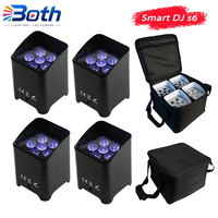Projecteur LED PAR 6x18W RGBWA+UV sur batterie avec sac, télécommande, WiFi, DMX, Uplight pour DJ, mariage, scène